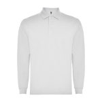 Polo de poliéster e algodão de manga comprida 220 g/m2 Roly Direct Carpe cor branco segunda vista