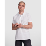 Polo de manga curta de algodão orgânico 210 g/m2 Roly Direct Prince cor branco quarta vista de uso