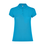 Polo de algodão de malha piqué para mulher 200 g/m2 Roly Direct Star cor turquesa segunda vista