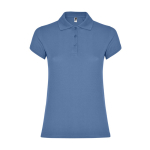 Polo de algodão de malha piqué para mulher 200 g/m2 Roly Direct Star cor azul riviera segunda vista