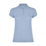 Polo de algodão de malha piqué para mulher 200 g/m2 Roly Direct Star cor azul desbotado segunda vista
