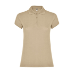 Polo de algodão de malha piqué para mulher 200 g/m2 Roly Direct Star cor areia segunda vista