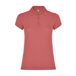 Polo de algodão de malha piqué para mulher 200 g/m2 Roly Direct Star cor salmão segunda vista