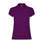Polo de algodão de malha piqué para mulher 200 g/m2 Roly Direct Star cor roxo segunda vista