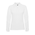 Polo de algodão de manga comprida para mulher 220 g/m2 Roly Direct Estrella cor branco segunda vista