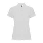 Polo slim de algodão e poliéster para mulher Roly Direct Pegaso Premium cor branco segunda vista