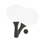 Set de tenis para praia com 2 raquetes de madeira e 1 bola cor preto segunda vista