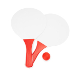 Set de tenis para praia com 2 raquetes de madeira e 1 bola cor vermelho segunda vista