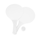 Set de tenis para praia com 2 raquetes de madeira e 1 bola cor branco segunda vista