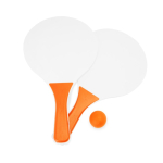 Set de tenis para praia com 2 raquetes de madeira e 1 bola cor cor-de-laranja segunda vista