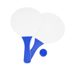 Set de tenis para praia com 2 raquetes de madeira e 1 bola cor azul real segunda vista