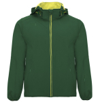 Softshell 2 camadas capuz bolsos zíper Roly Direct Siberia cor verde garrafa primeira vista de uso