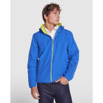 Softshell 2 camadas capuz bolsos zíper Roly Direct Siberia cor azul real primeira vista de uso