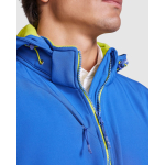 Softshell 2 camadas capuz bolsos zíper Roly Direct Siberia cor azul real vista detalhe 1
