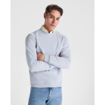 Jersey algodão/poliéster, punho canelado 280 g/m2 Roly Direct Clasica cor azul desbotado primeira vista de uso