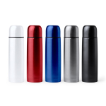 Termos de aço inoxidável com acabamento brilhante 500 ml cor prateado vista detalhe 2