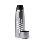 Termos de aço inoxidável com acabamento brilhante 500 ml cor prateado vista detalhe 3
