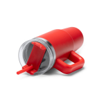 Garrafa térmica de aço inoxidável reciclado com palhinha 870 ml cor vermelho vista detalhe 1