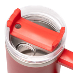 Garrafa térmica de aço inoxidável reciclado com palhinha 870 ml cor vermelho vista detalhe 4