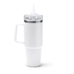 Garrafa térmica de aço inoxidável reciclado com palhinha 870 ml cor branco segunda vista