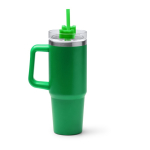 Garrafa térmica de aço inoxidável reciclado com palhinha 870 ml cor verde segunda vista