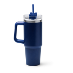 Garrafa térmica de aço inoxidável reciclado com palhinha 870 ml cor azul-marinho segunda vista