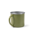 Caneca de aço inoxidável reciclado com borda e interior prateados 350 ml cor branco primeira vista de uso