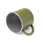 Caneca de aço inoxidável reciclado com borda e interior prateados 350 ml cor branco vista detalhe 1