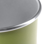 Caneca de aço inoxidável reciclado com borda e interior prateados 350 ml cor branco vista detalhe 2