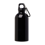 Garrafa de aço inoxidável reciclado com mosquetão 400 ml cor preto segunda vista frontal