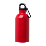 Garrafa de aço inoxidável reciclado com mosquetão 400 ml cor vermelho segunda vista frontal