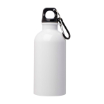 Garrafa de aço inoxidável reciclado com mosquetão 400 ml cor branco segunda vista frontal