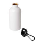 Garrafa de aço inoxidável reciclado com mosquetão 400 ml cor branco segunda vista