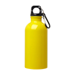 Garrafa de aço inoxidável reciclado com mosquetão 400 ml cor amarelo segunda vista frontal