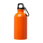 Garrafa de aço inoxidável reciclado com mosquetão 400 ml cor cor-de-laranja segunda vista frontal