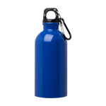 Garrafa de aço inoxidável reciclado com mosquetão 400 ml cor azul real segunda vista frontal