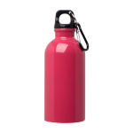 Garrafa de aço inoxidável reciclado com mosquetão 400 ml cor fúcsia segunda vista frontal