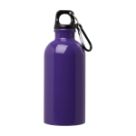 Garrafa de aço inoxidável reciclado com mosquetão 400 ml cor roxo segunda vista frontal
