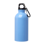 Garrafa de aço inoxidável reciclado com mosquetão 400 ml cor azul pastel segunda vista frontal
