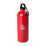 Garrafa de aço inoxidável reciclado com mosquetão 750 ml cor vermelho vista impressão tampografia