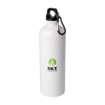 Garrafa de aço inoxidável reciclado com mosquetão 750 ml cor branco vista impressão tampografia