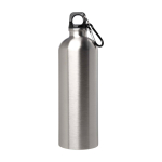 Garrafa de aço inoxidável reciclado com mosquetão 750 ml cor prateado segunda vista frontal