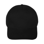 Clássico boné de 5 painéis 100% algodão e fecho de velcro cor preto primeira vista