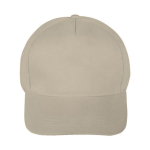 Clássico boné de 5 painéis 100% algodão e fecho de velcro cor natural primeira vista