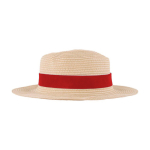 Chapéu de papel de cor natural com fita colorida para personalizar cor vermelho