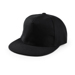 Boné de algodão de 5 painéis e poliéster com fecho de velcro cor preto primeira vista