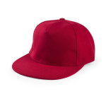 Boné de algodão de 5 painéis e poliéster com fecho de velcro cor vermelho primeira vista