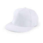 Boné de algodão de 5 painéis e poliéster com fecho de velcro cor branco primeira vista
