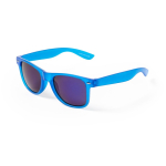 Óculos de sol com design em cores translúcidas e lentes espelhadas cor azul primeira vista