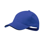 Boné de algodão penteado de 6 painéis com detalhe na pala cor azul segunda vista